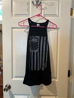 Black Graphic Flag Tank Top